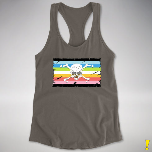 Queer Pride Pirate Flag Racerback Tank - Dark Grey